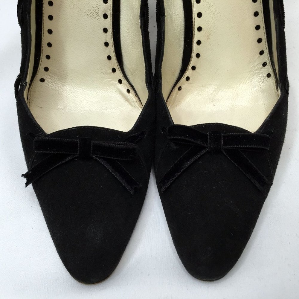 YSL Yves Saint Laurent Suede Leather Heels Size 39.5 Scallop Edge Pumps Womens - Picture 9 of 12